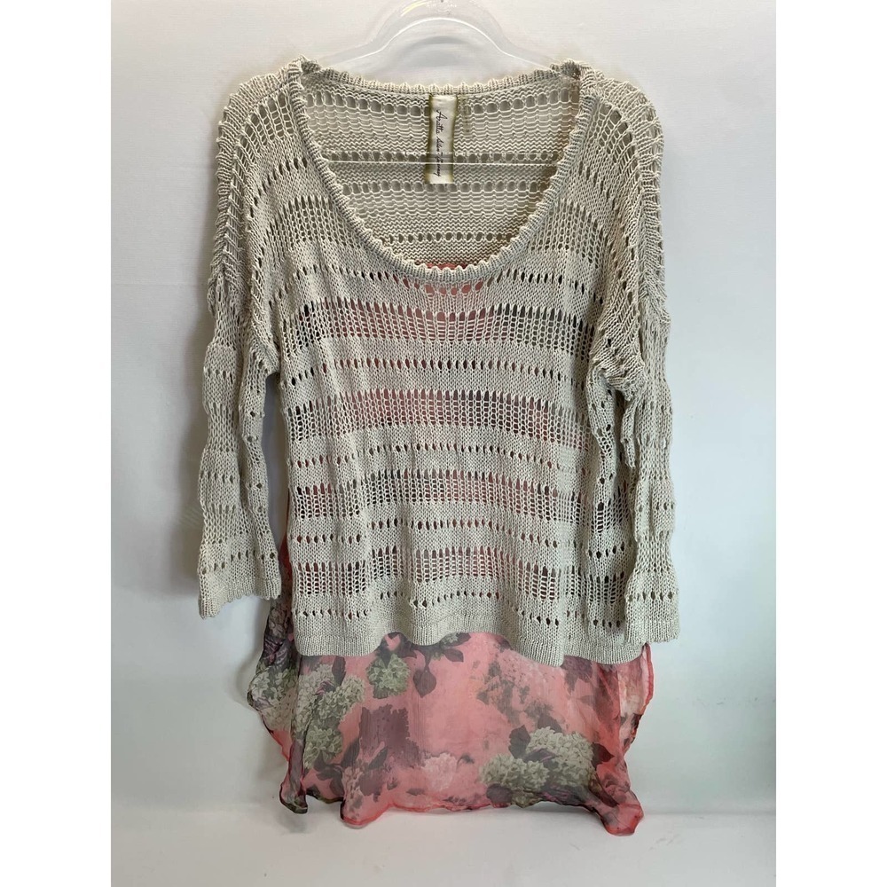 Aratta Silent Journey Love Memory Silk Contrast Sweater Womens Size Medium